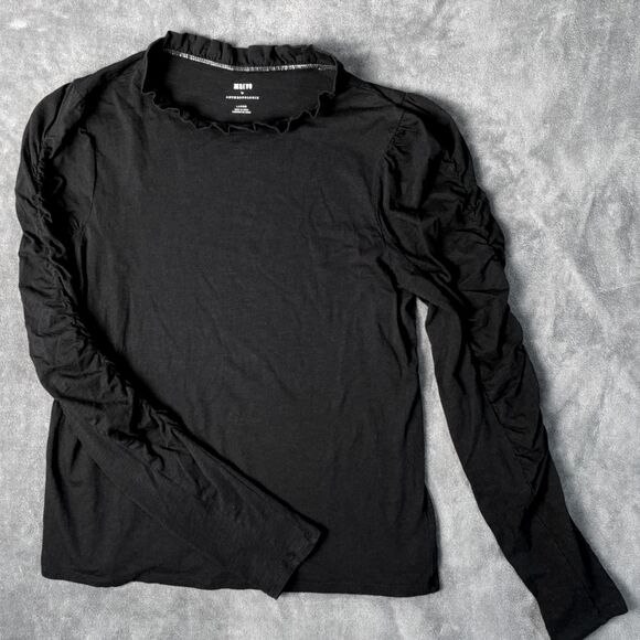 Maeve by Anthropologie Ruched Sleeve Long Sleeve Tee Black Women’s Large - Picture 1 of 7